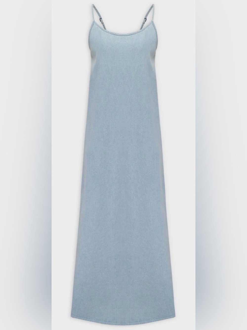 NWOT Light Blue Denim Maxi Dress with Spaghetti Straps